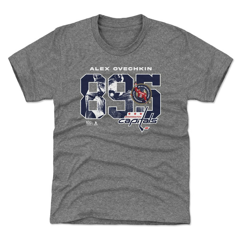 Alexander Ovechkin Washington Capitals 500 Level Youth NHL All-Time Leading Goal Scorer Overlay T-Shirt Sale