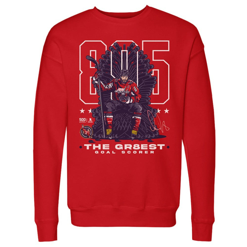 Alexander Ovechkin Washington Capitals 500 Level NHL All-Time Leading Goal Scorer Throne Pullover Sweatshirt On Sale