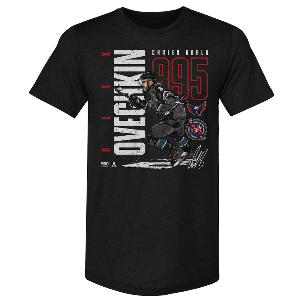 Alexander Ovechkin Washington Capitals 500 Level NHL All-Time Leading Goal Scorer Tri-Blend Throwback T-Shirt On Sale