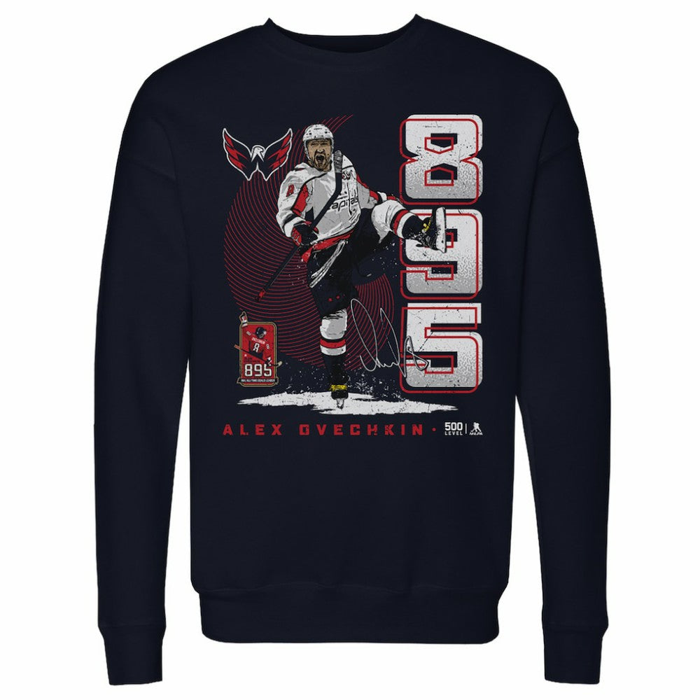 Alexander Ovechkin Washington Capitals 500 Level NHL All-Time Leading Goal Scorer Vertical Pullover Sweatshirt Online