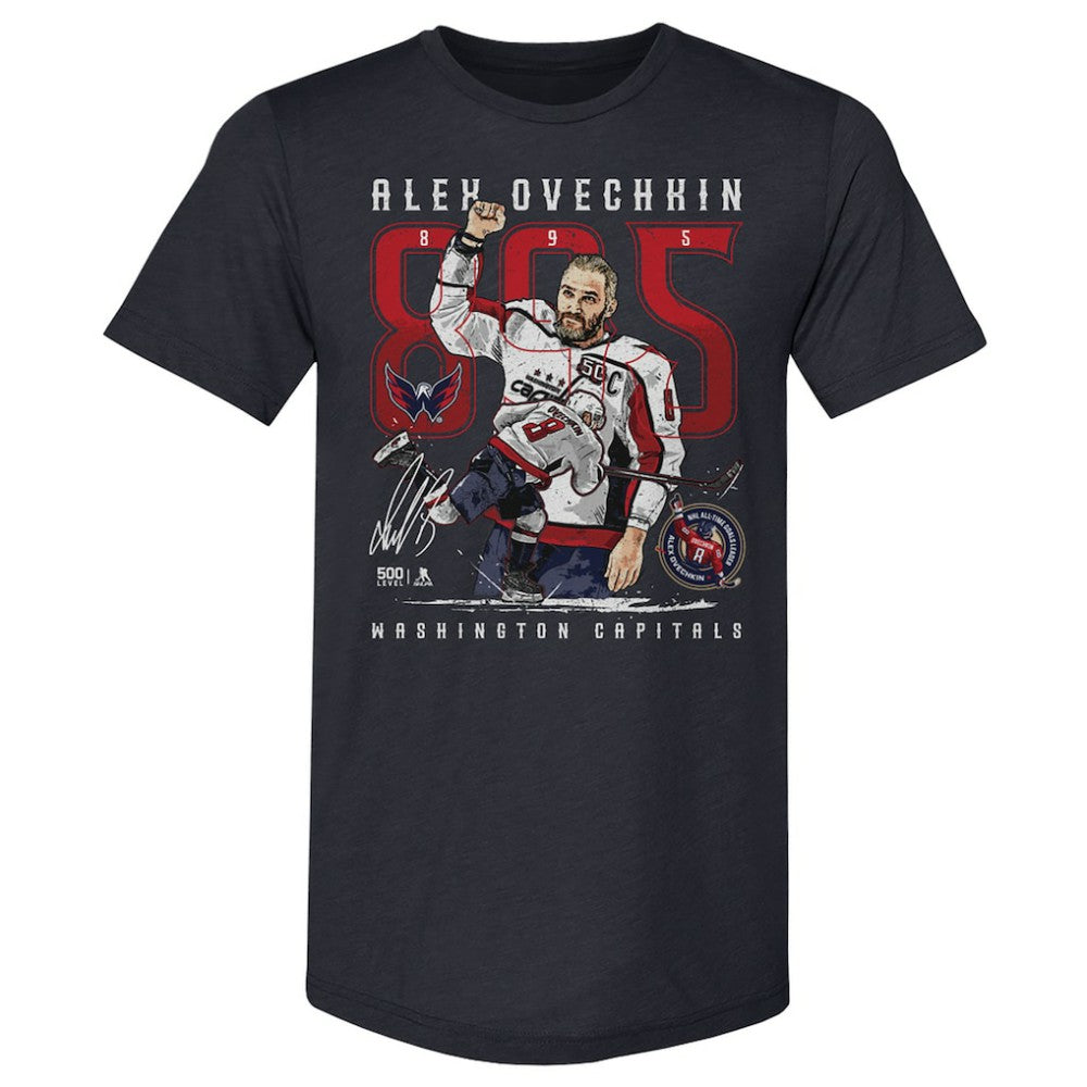 Alexander Ovechkin Washington Capitals 500 Level NHL All-Time Leading Goal Scorer Tri-Blend The Shot T-Shirt On Sale