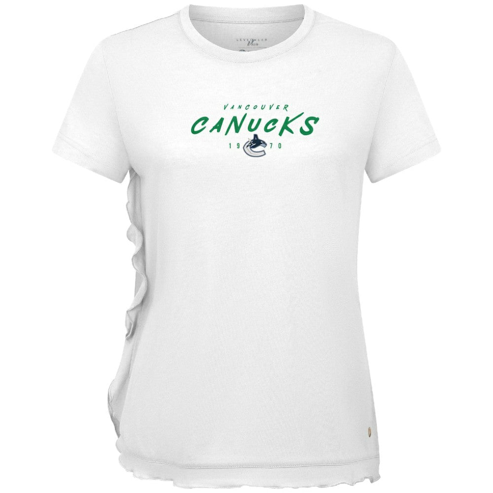 Vancouver Canucks Levelwear Women's Airflow Scratched T-Shirt On Sale