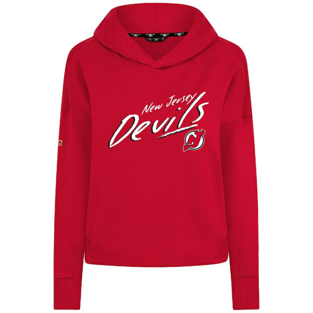 New Jersey Devils Levelwear Women's Sweet Sizzle Tri-Blend Cropped Pullover Hoodie For Sale