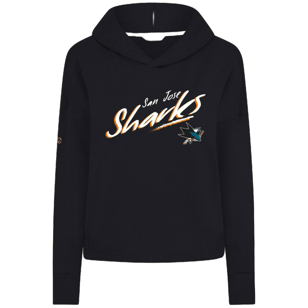 San Jose Sharks Levelwear Women's Sweet Sizzle Tri-Blend Cropped Pullover Hoodie Outlet