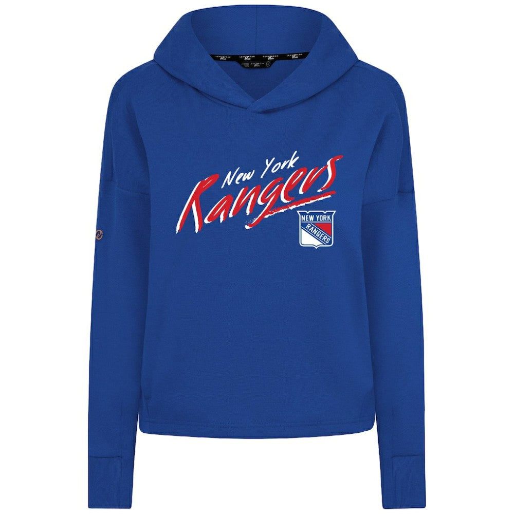 New York Rangers Levelwear Women's Sweet Sizzle Tri-Blend Cropped Pullover Hoodie For Sale