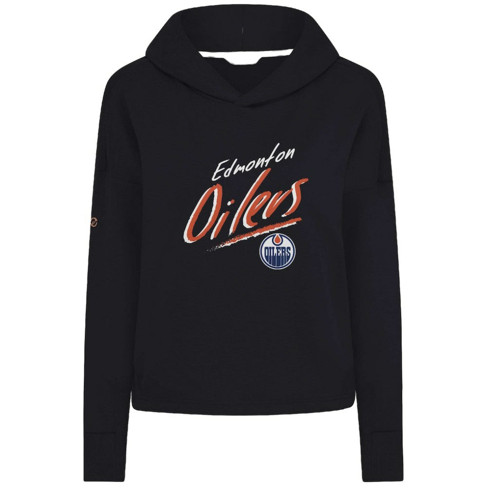 Edmonton Oilers Levelwear Women's Sweet Sizzle Tri-Blend Cropped Pullover Hoodie Outlet