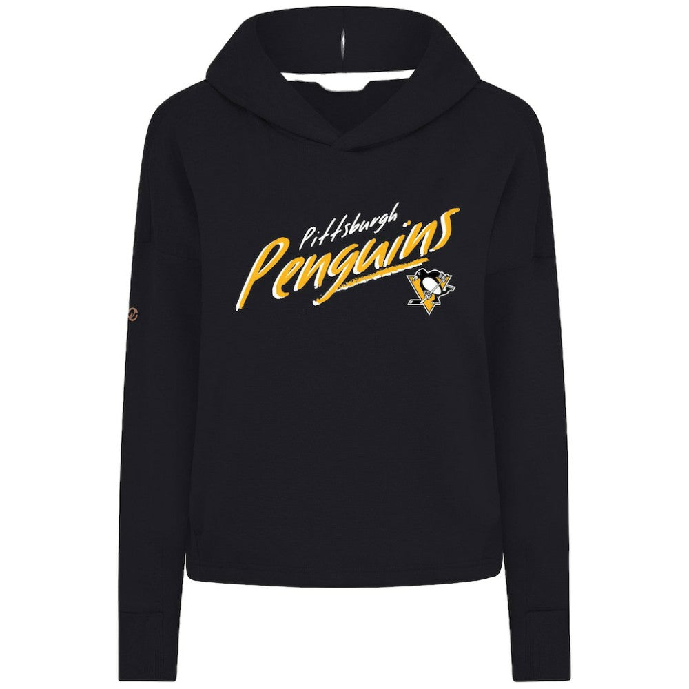 Pittsburgh Penguins Levelwear Women's Sweet Sizzle Tri-Blend Cropped Pullover Hoodie On Sale