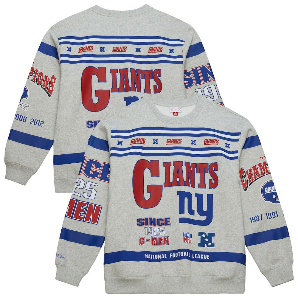 New York Giants Mitchell & Ness All Over Print Vintage Fleece Crewneck Sweatshirt