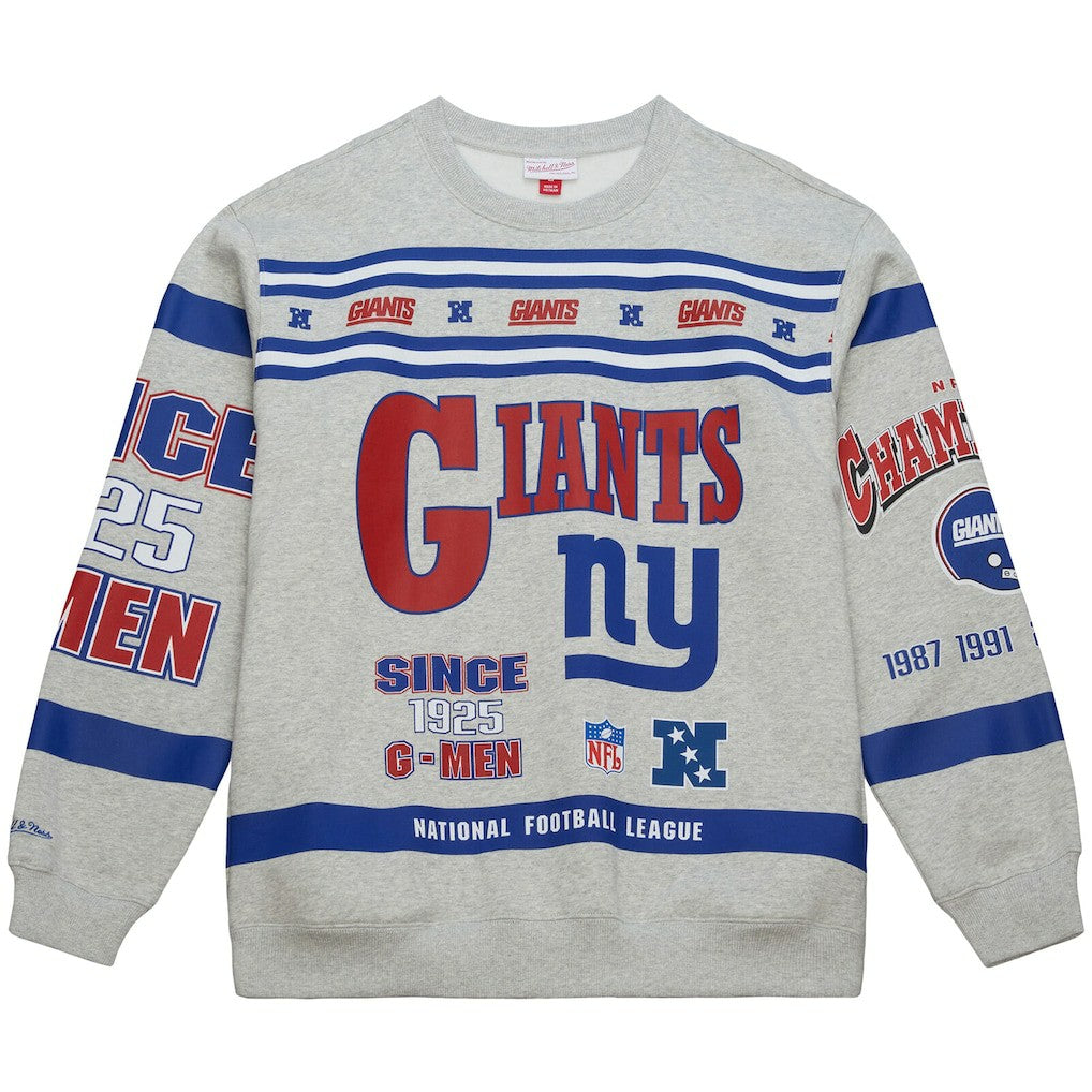 New York Giants Mitchell & Ness All Over Print Vintage Fleece Crewneck Sweatshirt