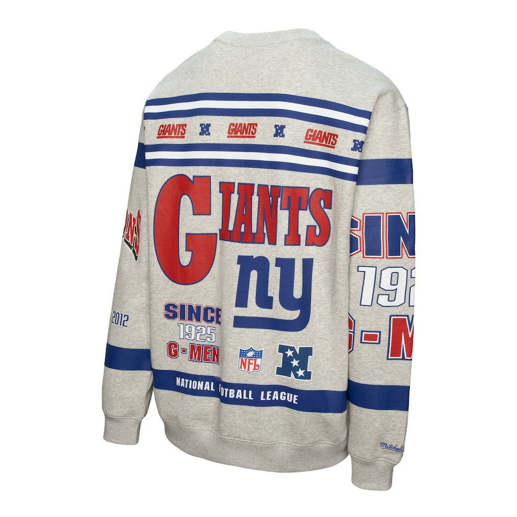 New York Giants Mitchell & Ness All Over Print Vintage Fleece Crewneck Sweatshirt