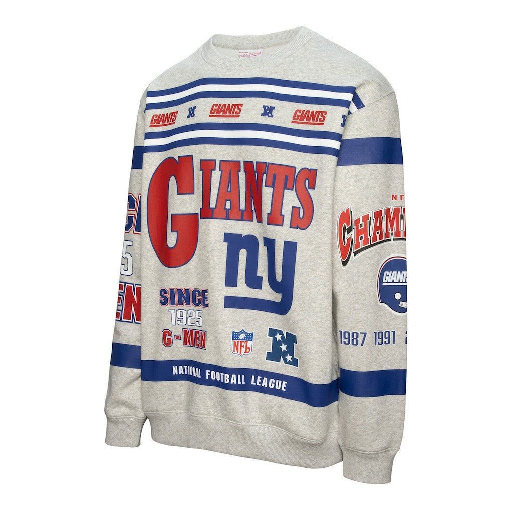New York Giants Mitchell & Ness All Over Print Vintage Fleece Crewneck Sweatshirt