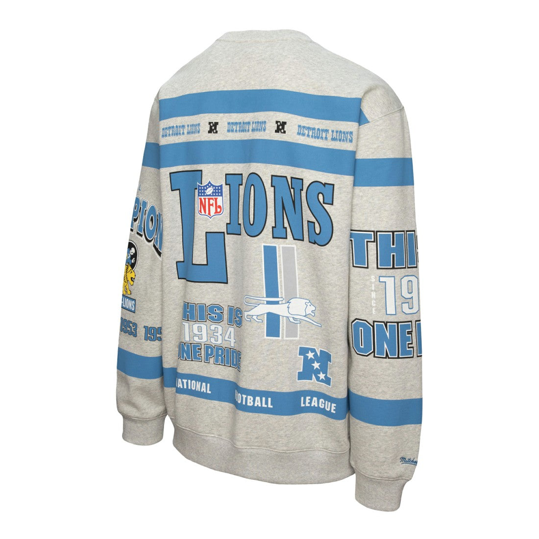 Detroit Lions Mitchell & Ness All Over Print Vintage Fleece Crewneck Sweatshirt