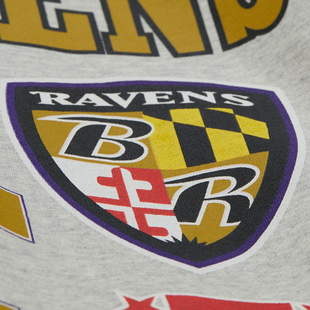 Baltimore Ravens Mitchell & Ness All Over Print Vintage Fleece Crewneck Sweatshirt