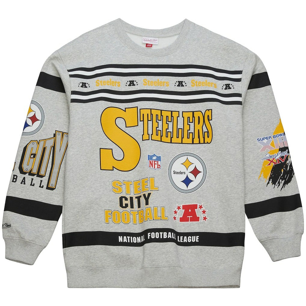 Pittsburgh Steelers Mitchell & Ness All Over Print Vintage Fleece Crewneck Sweatshirt