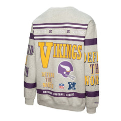 Minnesota Vikings Mitchell & Ness All Over Print Vintage Fleece Crewneck Sweatshirt