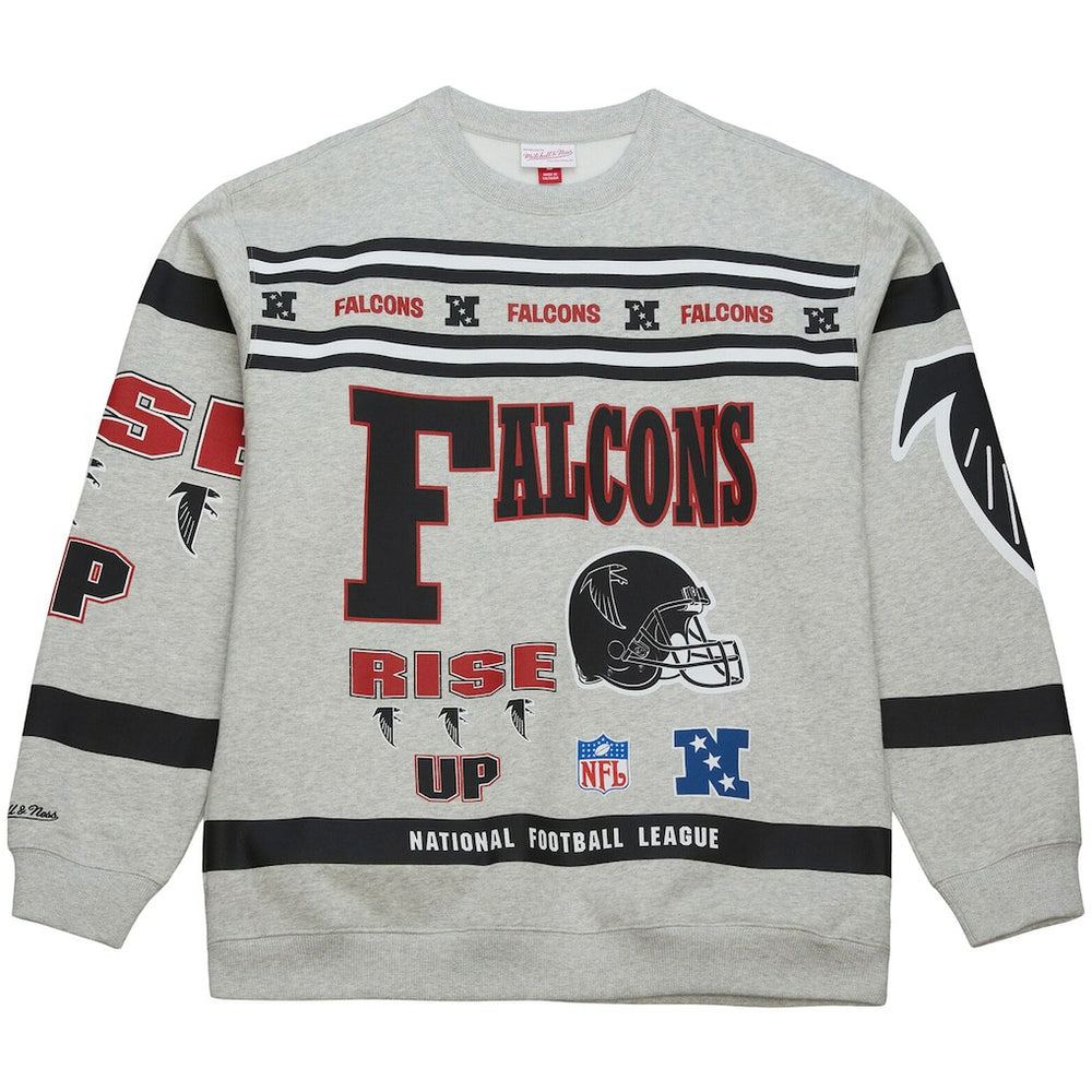 Atlanta Falcons Mitchell & Ness All Over Print Vintage Fleece Crewneck Sweatshirt