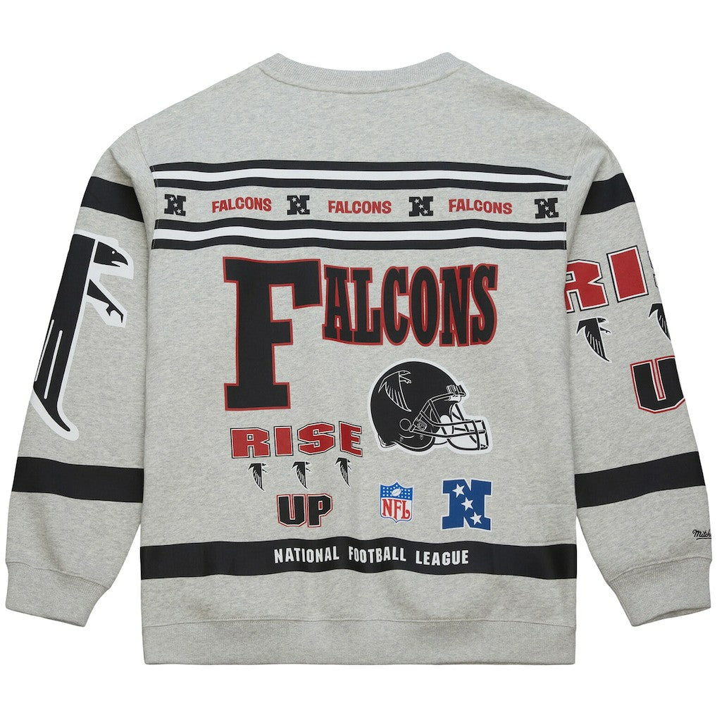 Atlanta Falcons Mitchell & Ness All Over Print Vintage Fleece Crewneck Sweatshirt