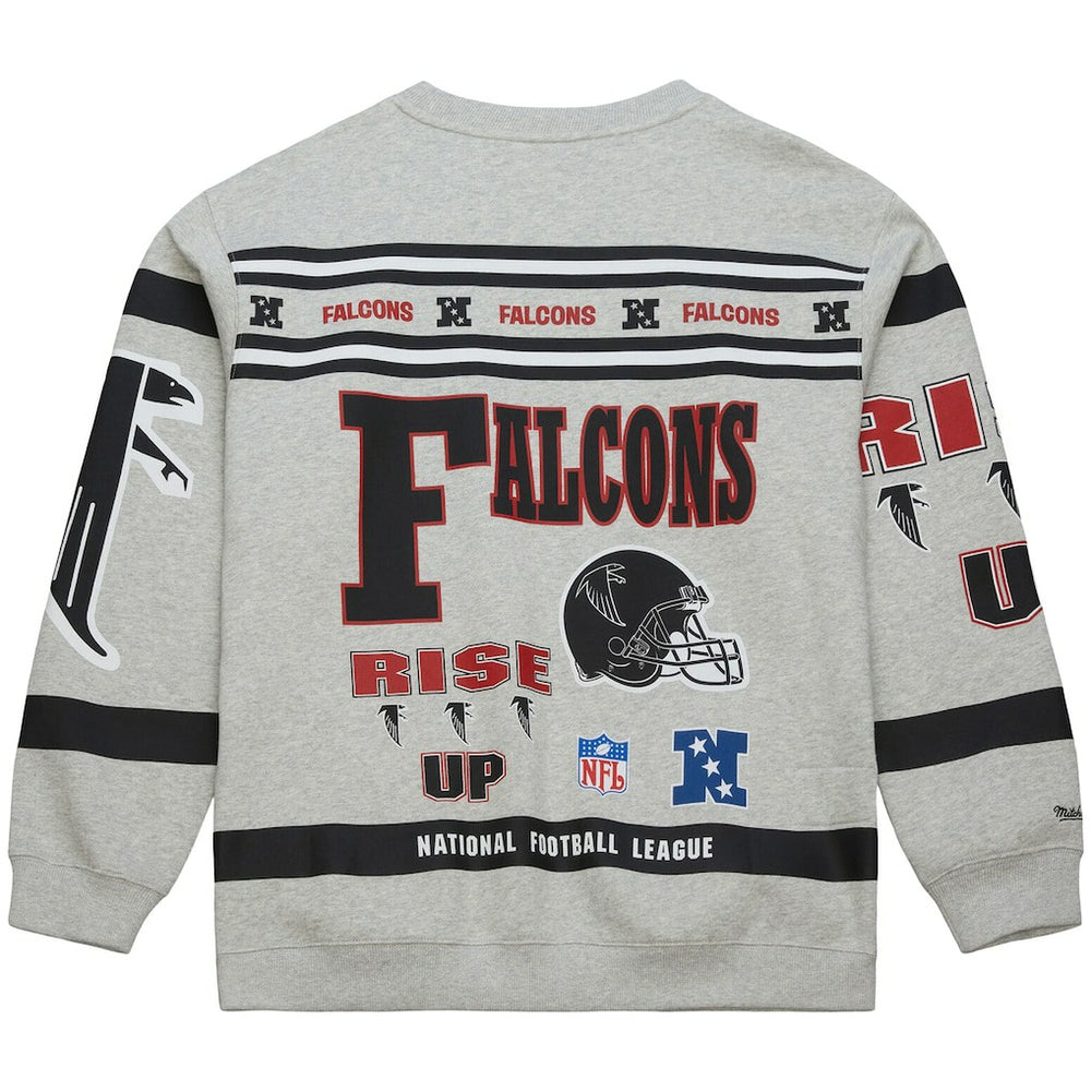 Atlanta Falcons Mitchell & Ness All Over Print Vintage Fleece Crewneck Sweatshirt