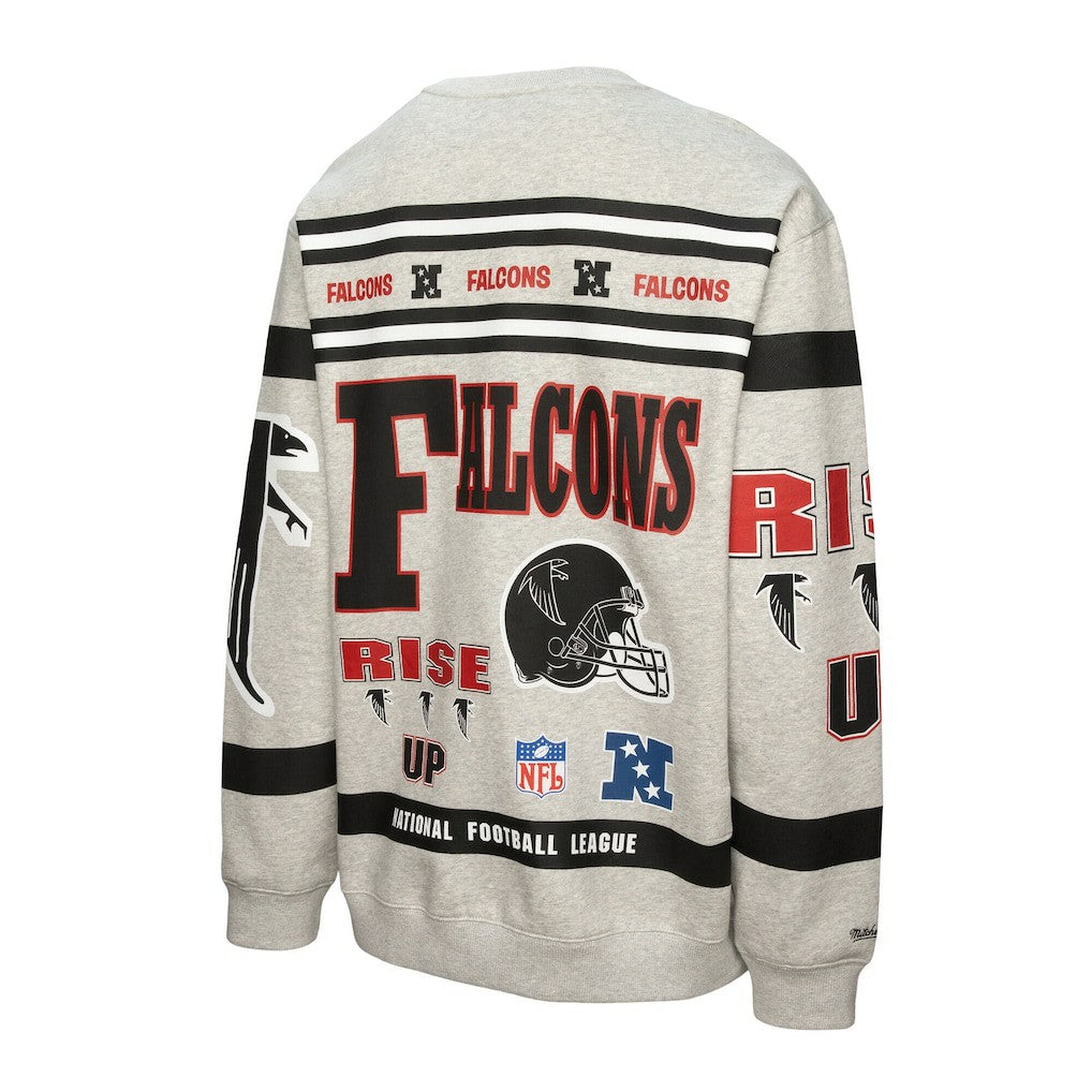 Atlanta Falcons Mitchell & Ness All Over Print Vintage Fleece Crewneck Sweatshirt