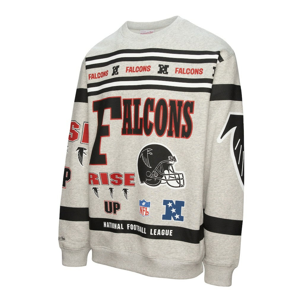 Atlanta Falcons Mitchell & Ness All Over Print Vintage Fleece Crewneck Sweatshirt