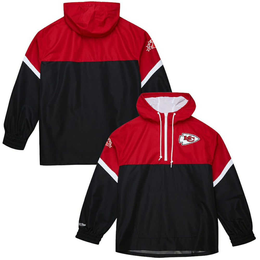 Kansas City Chiefs Mitchell & Ness Tie Breaker Vintage Logo Lightweight Anorak Half-Zip Windbreaker