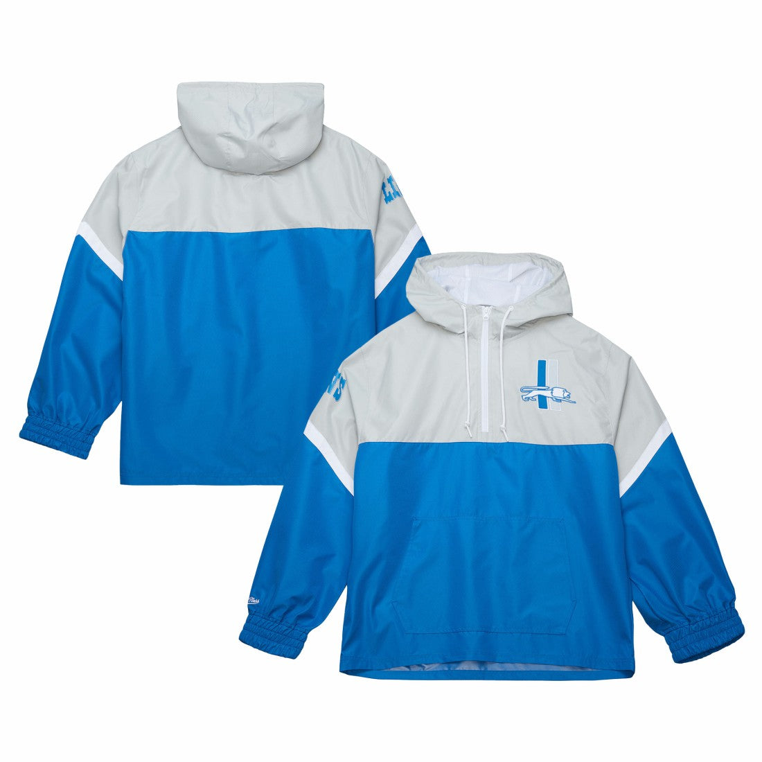 Detroit Lions Mitchell & Ness Tie Breaker Vintage Logo Lightweight Anorak Half-Zip Windbreaker
