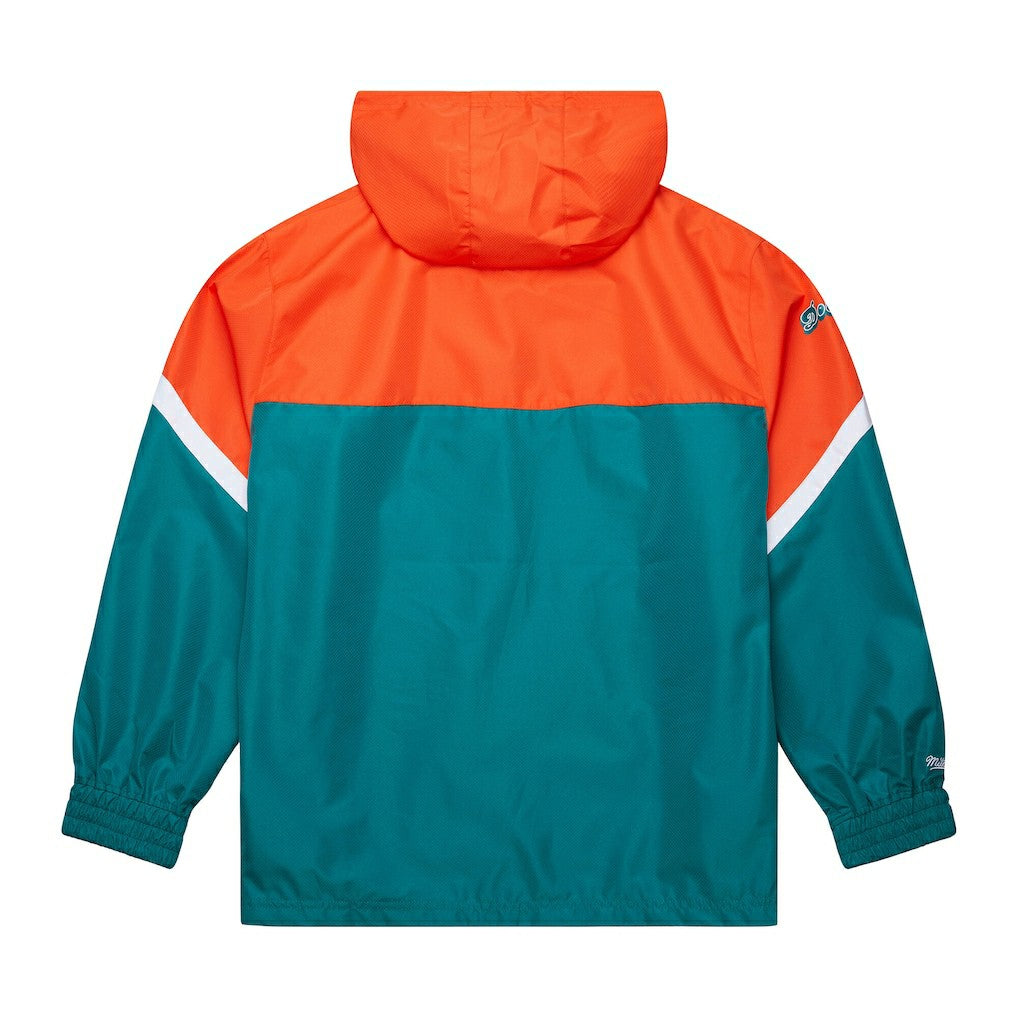 Miami Dolphins Mitchell & Ness Tie Breaker Vintage Logo Lightweight Anorak Half-Zip Windbreaker