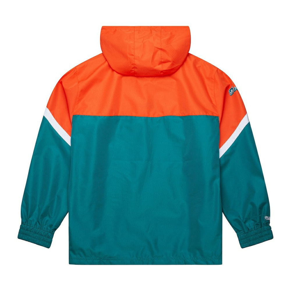 Miami Dolphins Mitchell & Ness Tie Breaker Vintage Logo Lightweight Anorak Half-Zip Windbreaker