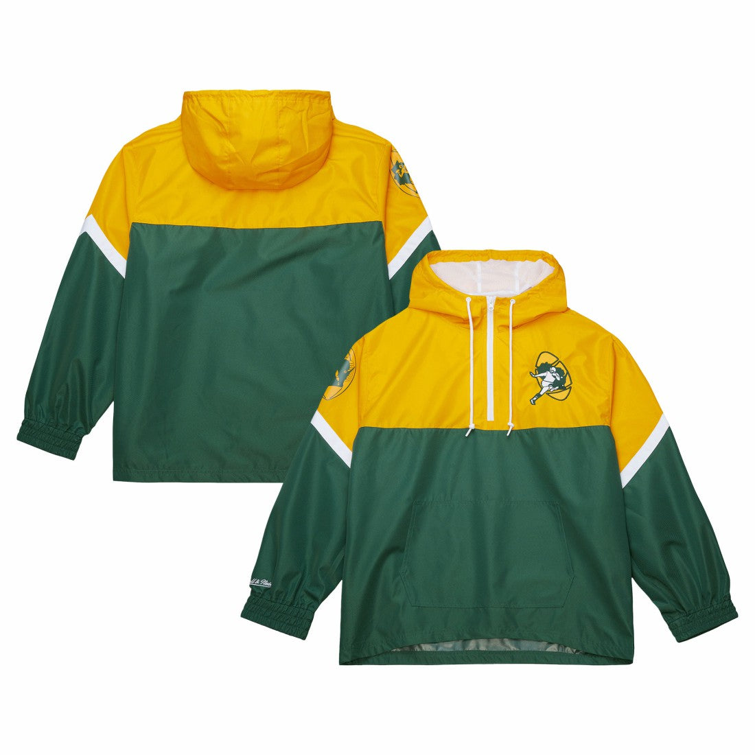 Green Bay Packers Mitchell & Ness Tie Breaker Vintage Logo Lightweight Anorak Half-Zip Windbreaker