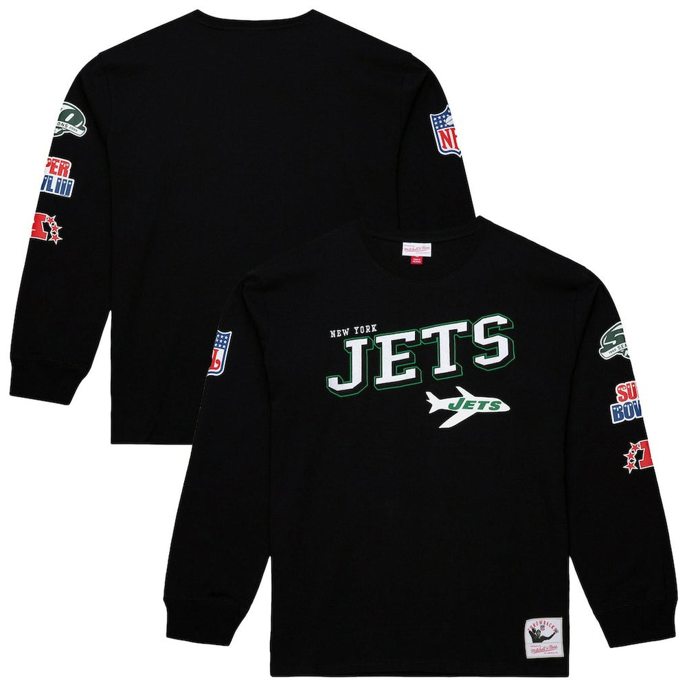 New York Jets Mitchell & Ness Training Camp Vintage Logos Long Sleeve T-Shirt