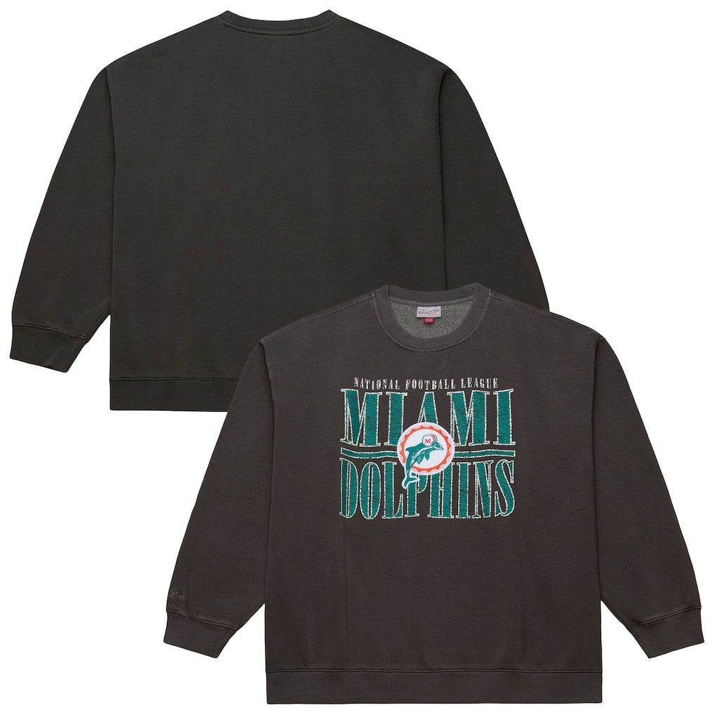 Miami Dolphins Mitchell & Ness Downtown Crew Vintage Logo Sweatshirt