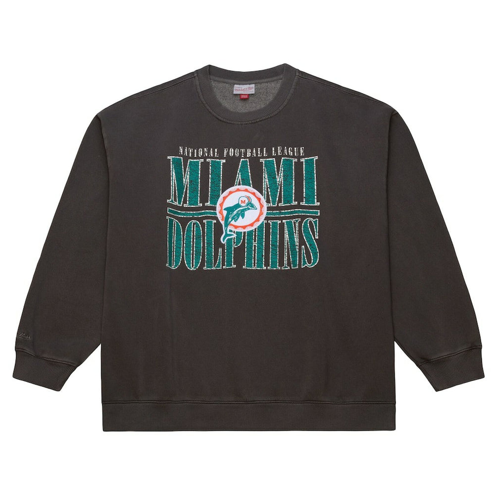 Miami Dolphins Mitchell & Ness Downtown Crew Vintage Logo Sweatshirt