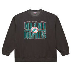 Miami Dolphins Mitchell & Ness Downtown Crew Vintage Logo Sweatshirt