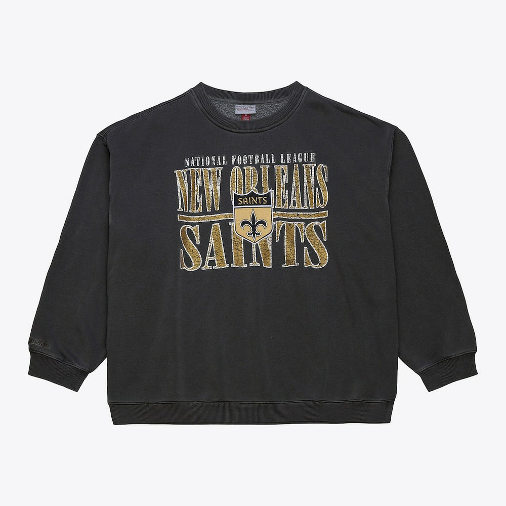 New Orleans Saints Mitchell & Ness Downtown Crew Vintage Logo Sweatshirt