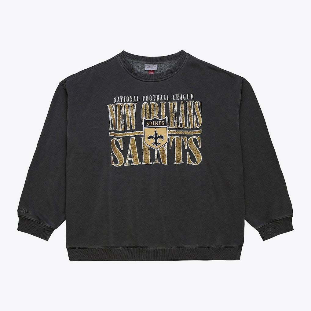 New Orleans Saints Mitchell & Ness Downtown Crew Vintage Logo Sweatshirt