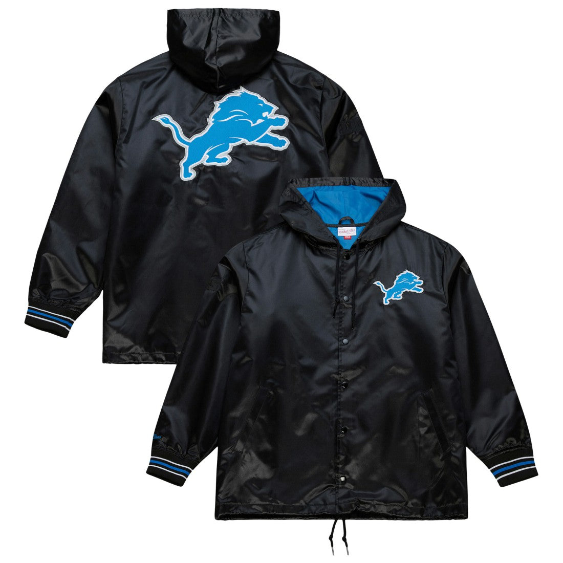 Detroit Lions Mitchell & Ness Downtown Satin Full-Snap Hooded Jacket