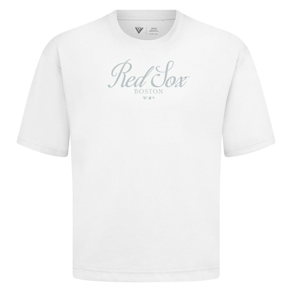 Boston Red Sox Levelwear Ethereal Oversized Luxe Signature Knit T-Shirt | MLB Outlet