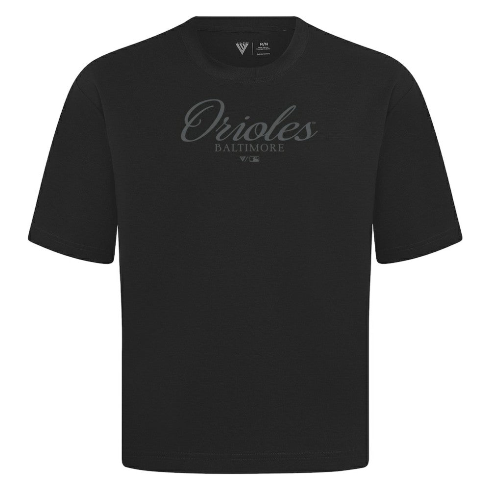 Baltimore Orioles Levelwear Ethereal Oversized Luxe Signature Knit T-Shirt | MLB US