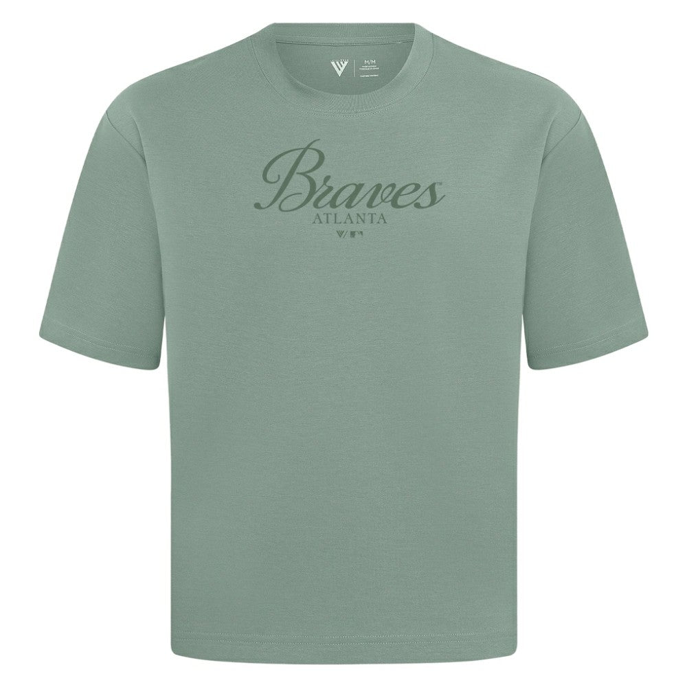 Atlanta Braves Levelwear Ethereal Oversized Luxe Signature Knit T-Shirt | MLB Outlet