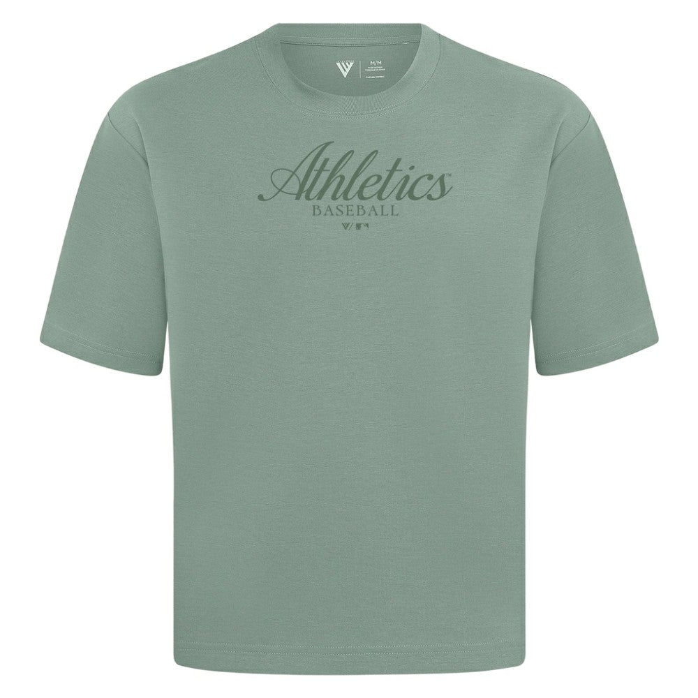 Athletics Levelwear Ethereal Oversized Luxe Signature Knit T-Shirt | MLB Shop