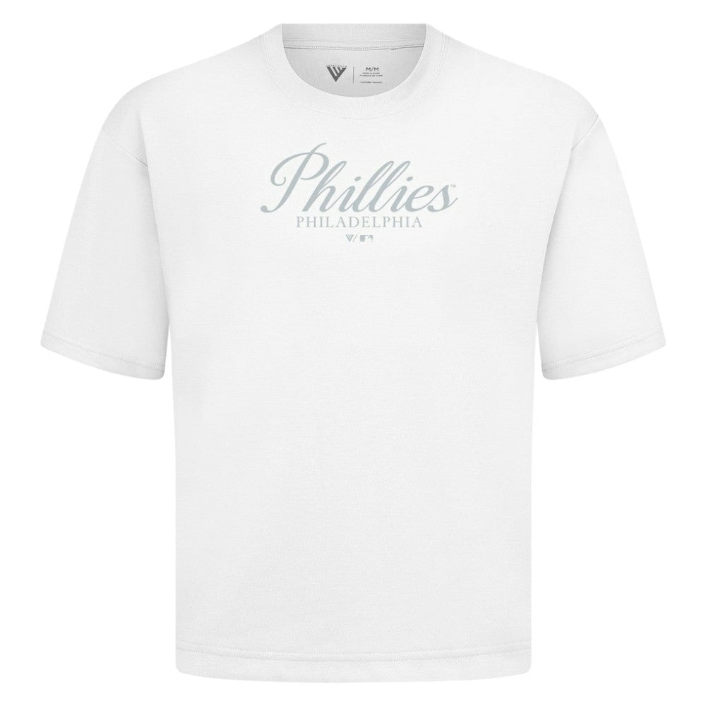 Philadelphia Phillies Levelwear Ethereal Oversized Luxe Signature Knit T-Shirt | MLB Outlet