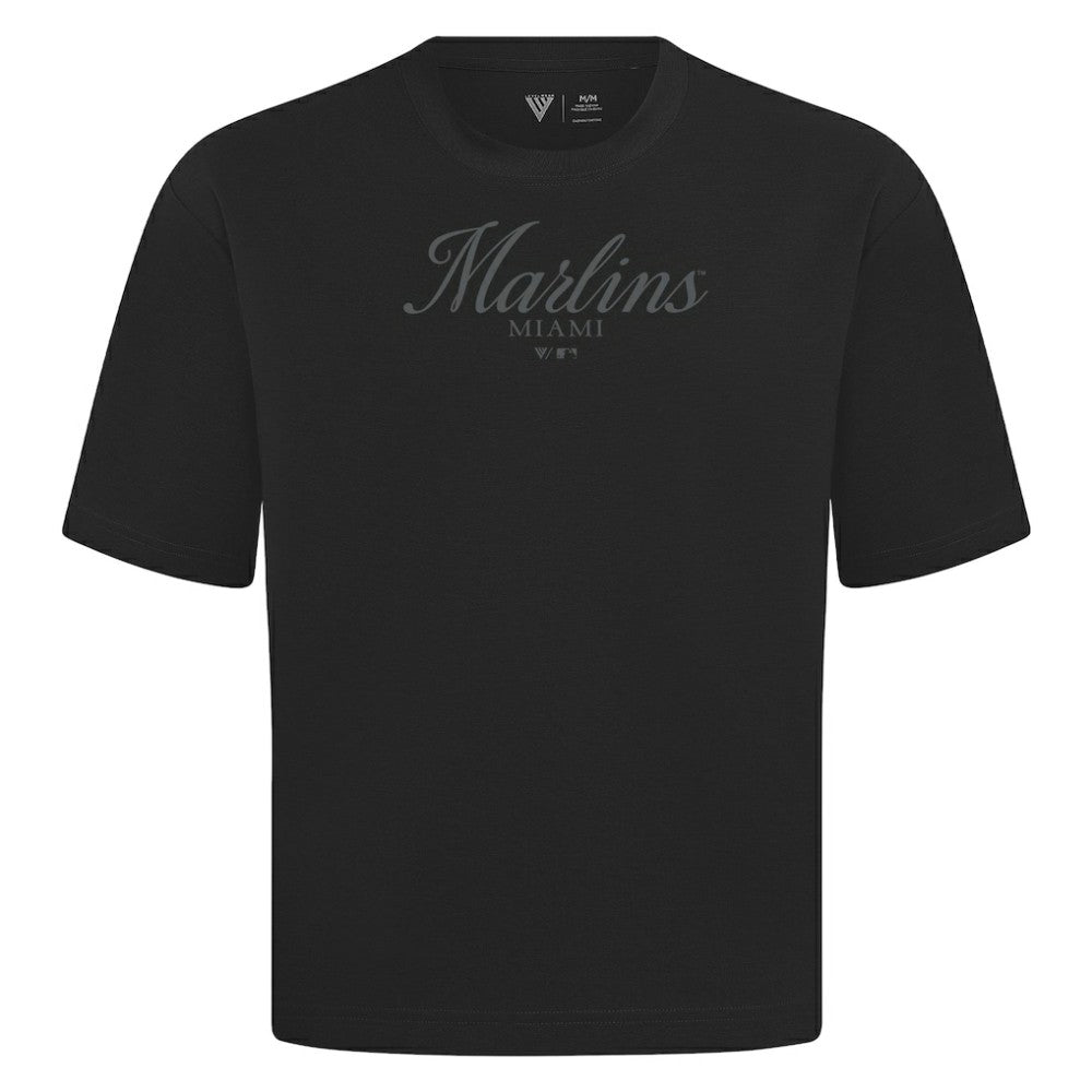 Miami Marlins Levelwear Ethereal Oversized Luxe Signature Knit T-Shirt | MLB Discount
