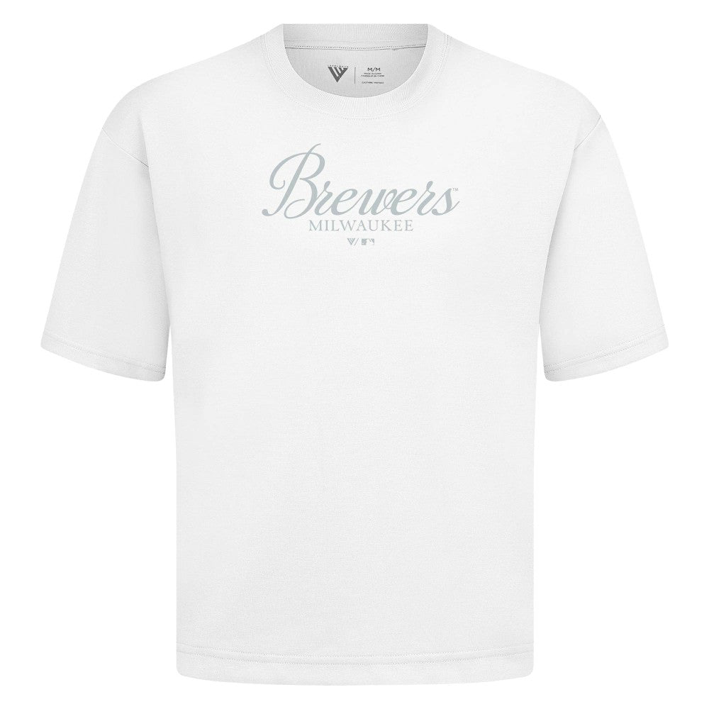 Milwaukee Brewers Levelwear Ethereal Oversized Luxe Signature Knit T-Shirt | MLB For sale