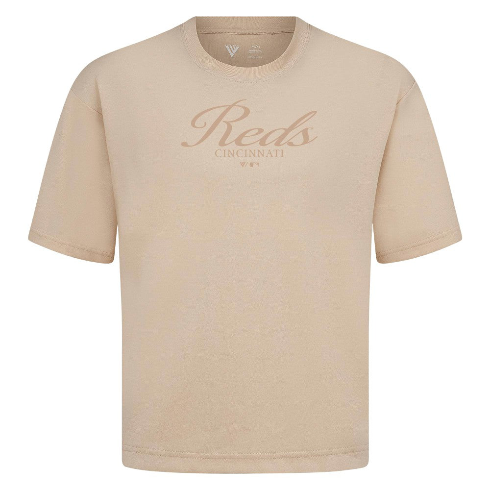 Cincinnati Reds Levelwear Ethereal Oversized Luxe Signature Knit T-Shirt | MLB Shop