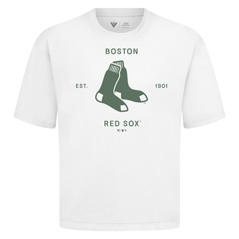 Boston Red Sox Levelwear Crossway Oversized Luxe Signature Knit T-Shirt | MLB Near me