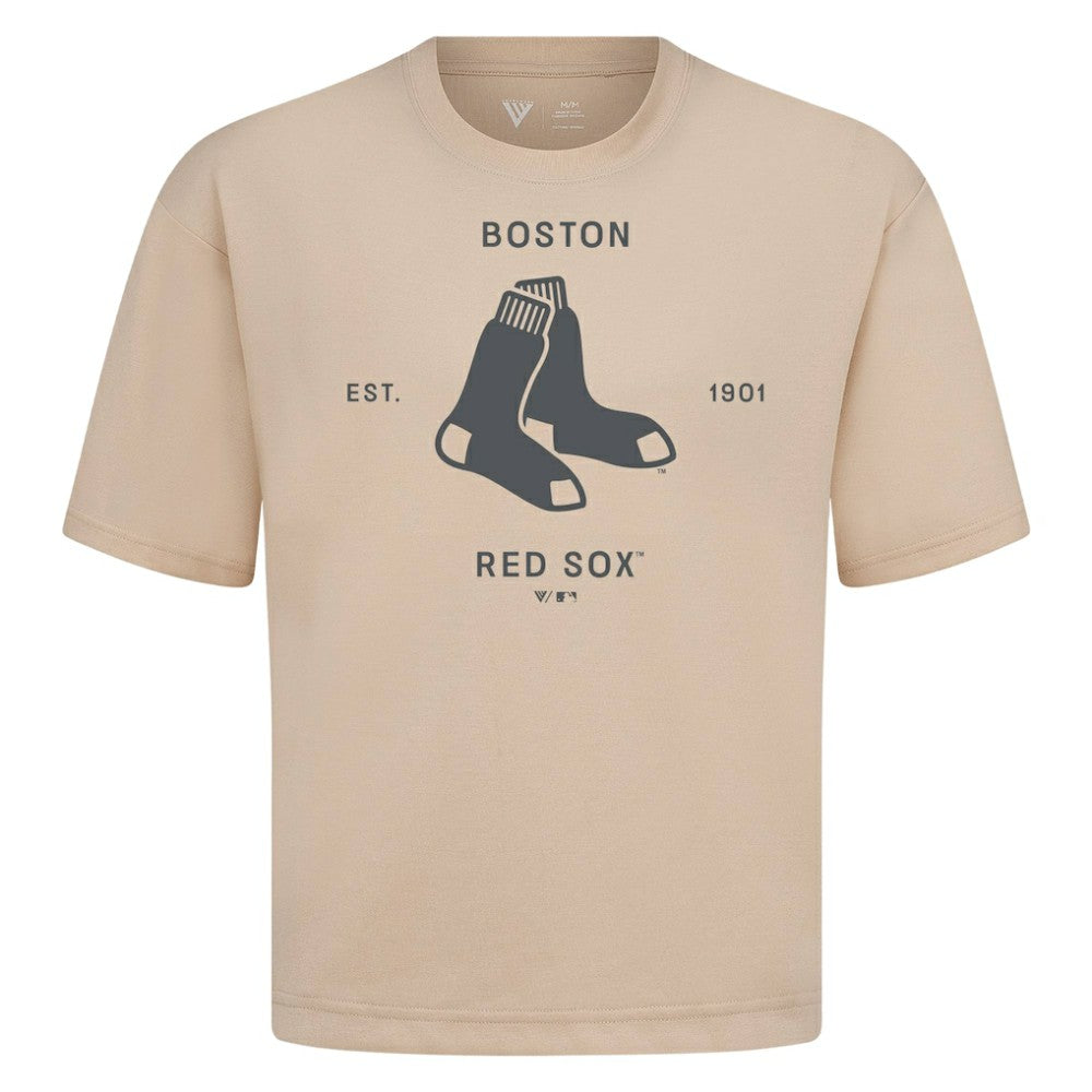 Boston Red Sox Levelwear Crossway Oversized Luxe Signature Knit T-Shirt | MLB New