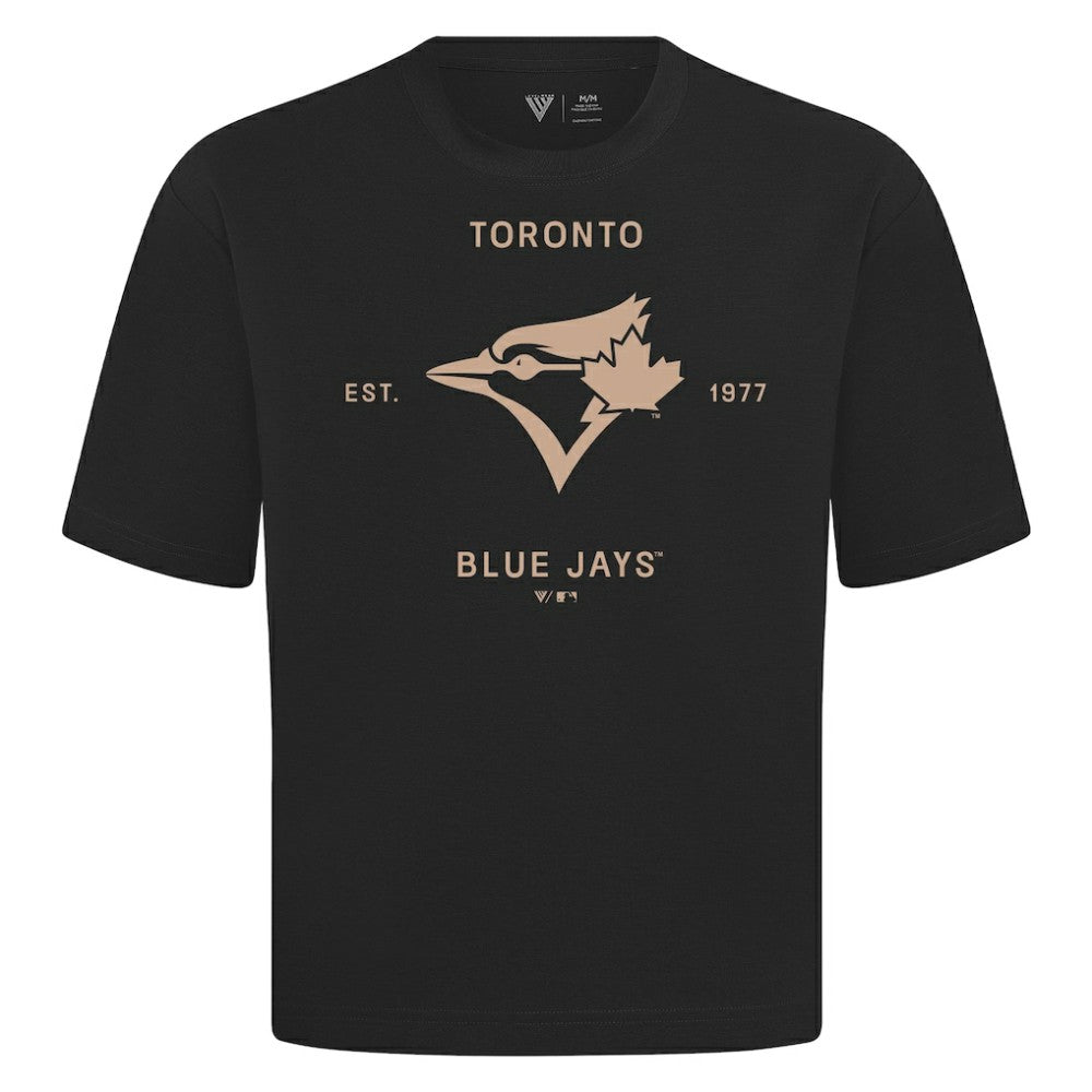 Toronto Blue Jays Levelwear Crossway Oversized Luxe Signature Knit T-Shirt | MLB Shop
