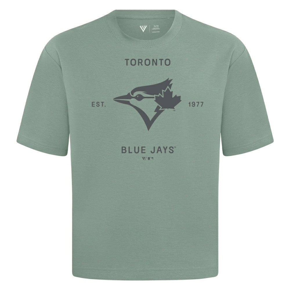 Toronto Blue Jays Levelwear Crossway Oversized Luxe Signature Knit T-Shirt | MLB For sale