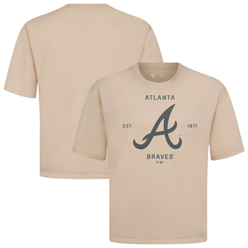 Atlanta Braves Levelwear Crossway Oversized Luxe Signature Knit T-Shirt | MLB Outlet