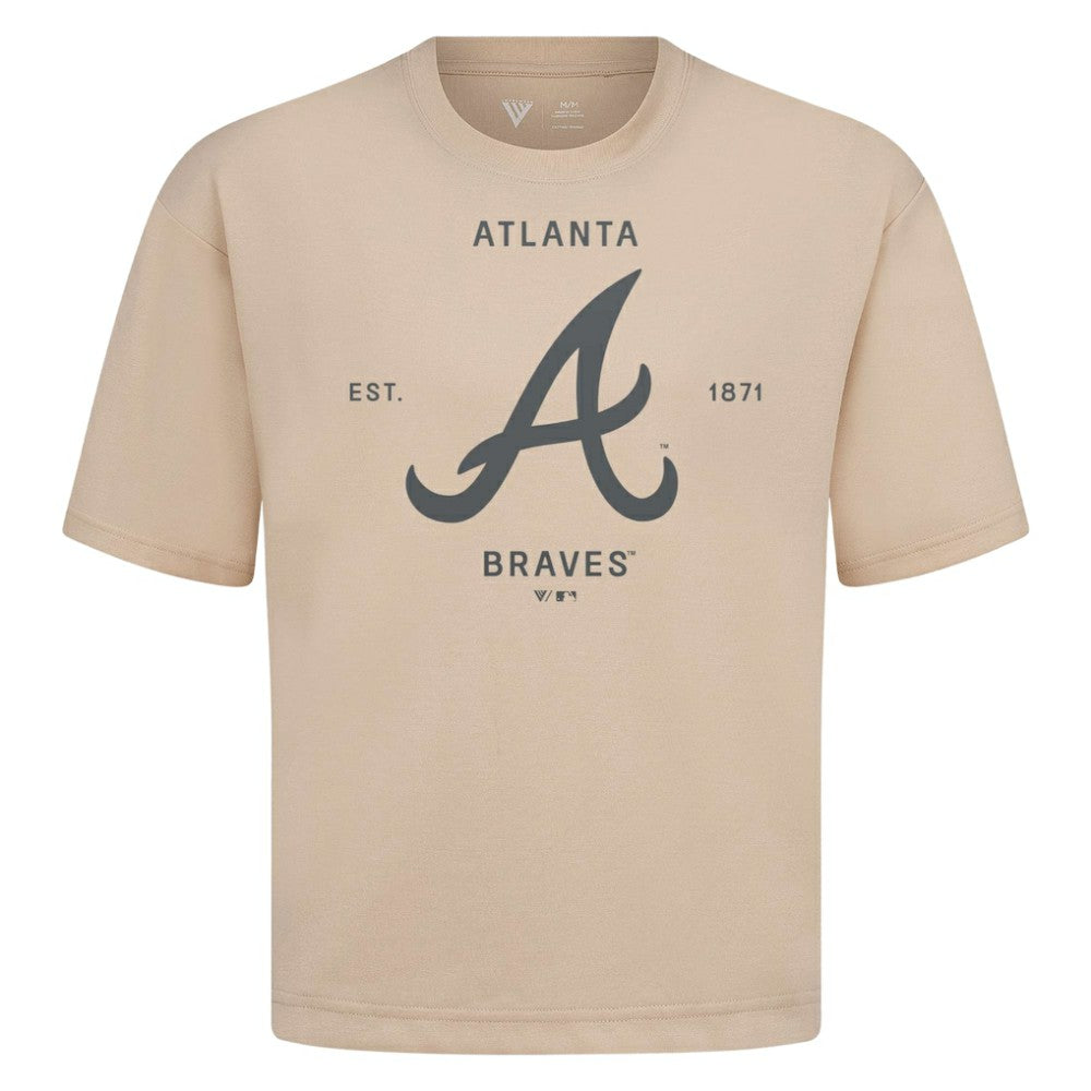 Atlanta Braves Levelwear Crossway Oversized Luxe Signature Knit T-Shirt | MLB Outlet
